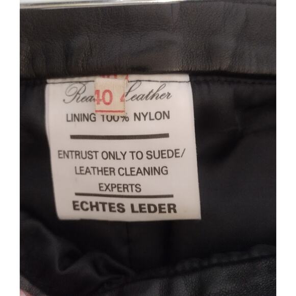 Etchtes Leder Womens Black Leather Pants, Size 40 (L) withZip Pockets and Cuffs - Picture 7 of 7